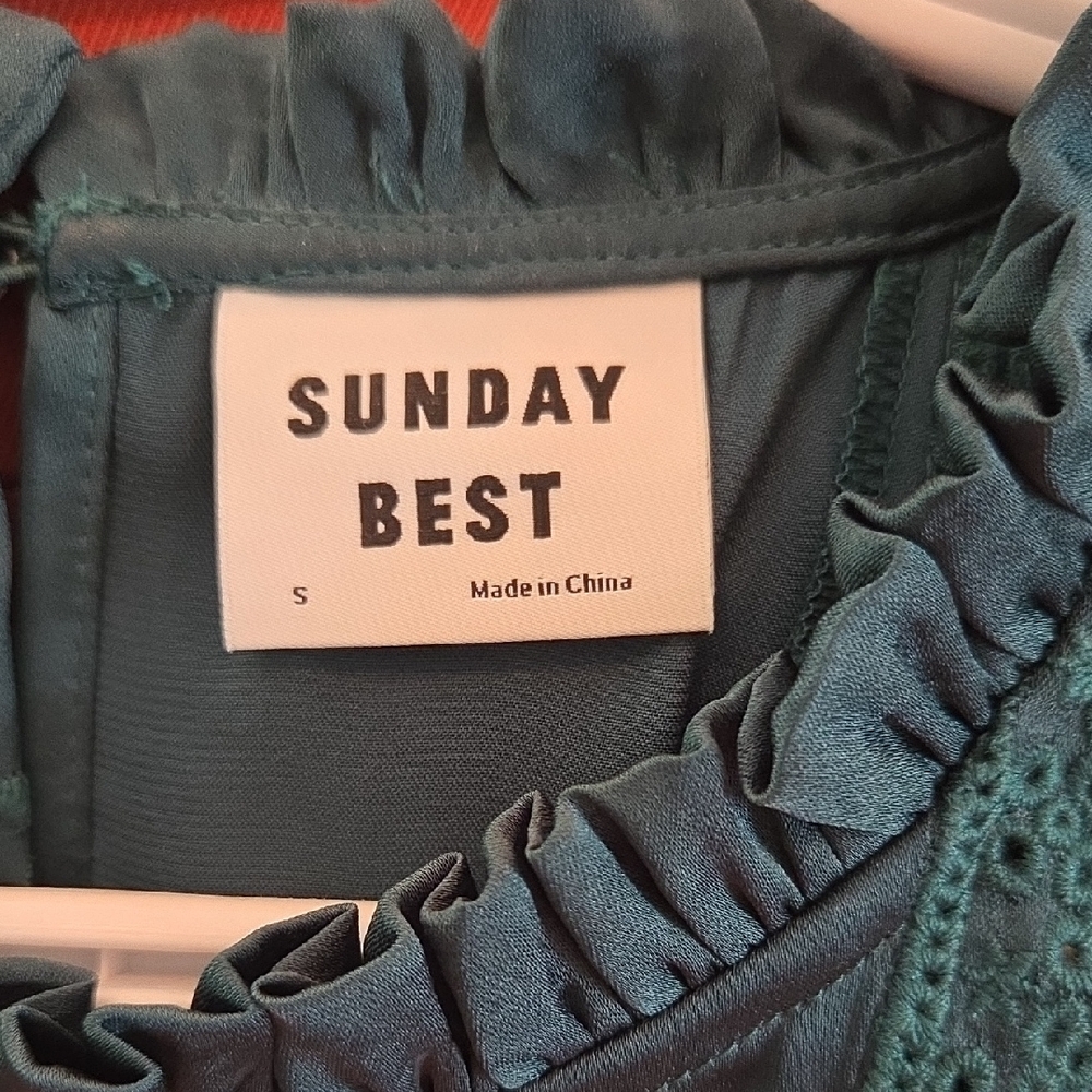 Aritzia Teal Ruffle Dress - Picture 2 of 8